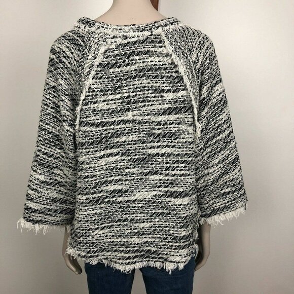 Pre-loved IRO Licia Black & Ivory Tweed Popover Sweater - Women's 40 - Picture 3 of 7